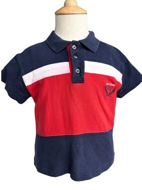 Vintage Billy The Kid Toddler Boys 2T Colorblock Polo Shirt Red Navy Americana